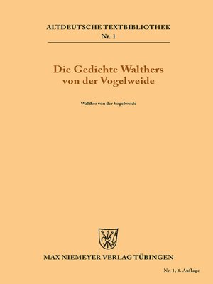 cover image of Die Gedichte Walthers von der Vogelweide